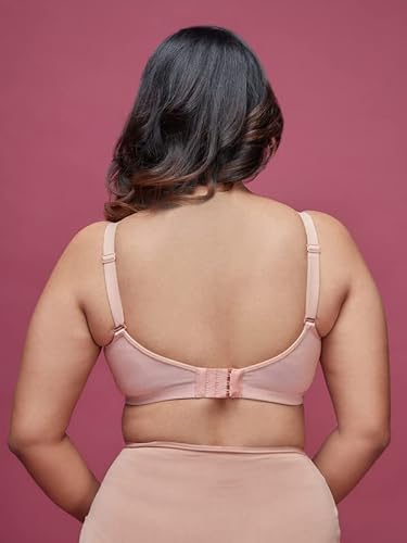 NYKD Minimizer Padded Bra with Chevron Knitted Straps Layer-Free, Maximum Support & Comfort Everyday, Workout & Gym – Reduces Up to One Cup Size, NYB231, Nude, 34DD